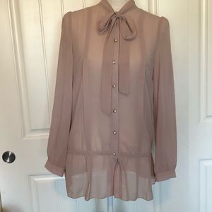 Sheer rufffle hem blouse